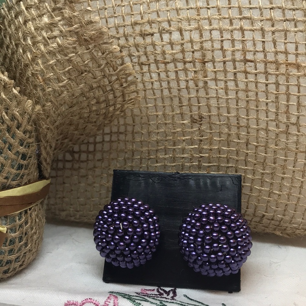 💜Purple round earrings. - Picture 4 of 4